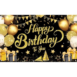 image:imageKatchOn Silver and Blue Happy Birthday Banner 72x44 InchBlack and Gold
