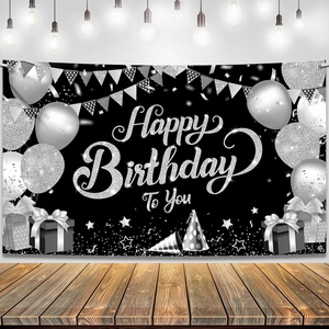 image:imageKatchOn Silver and Blue Happy Birthday Banner 72x44 InchBlack and Silver